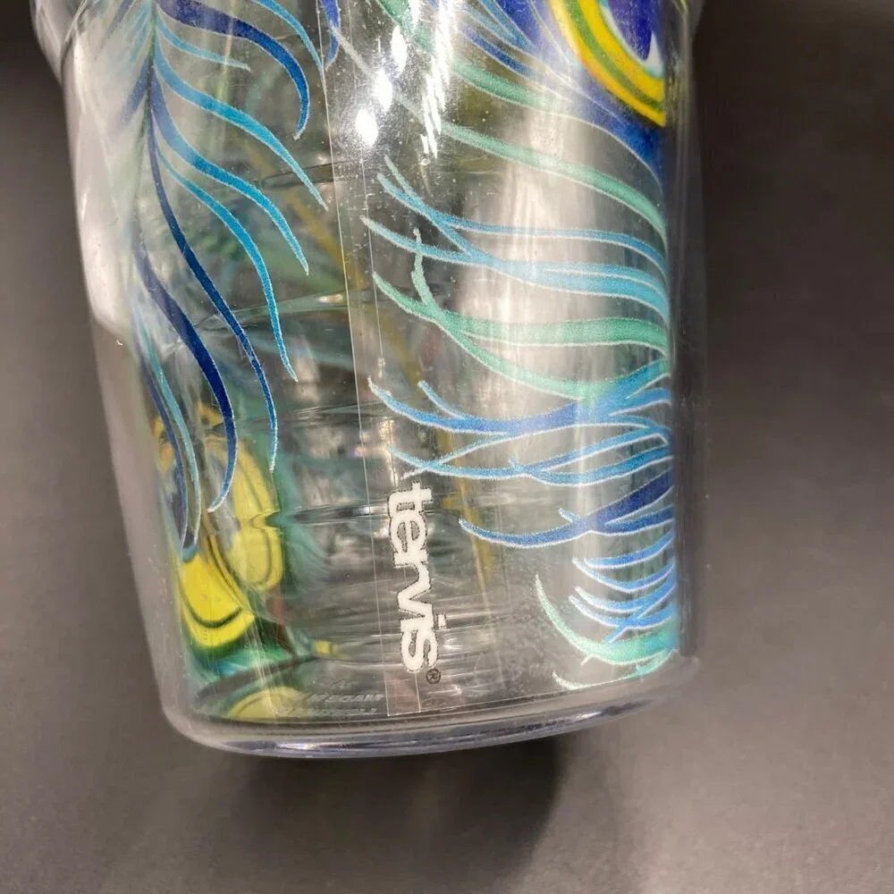 24oz Tervis Blue/Yellow Peacock Feather Tumbler
